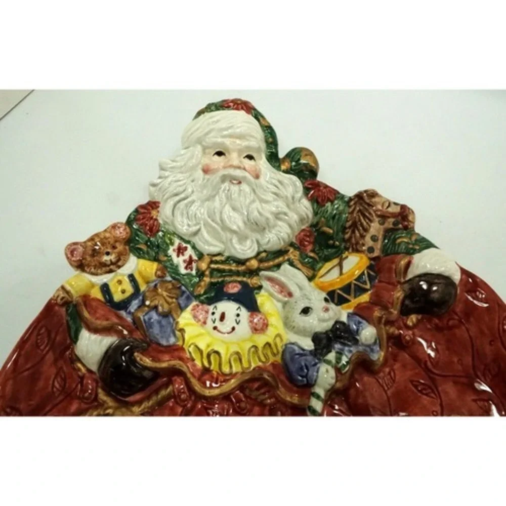 Fitz and Floyd Father Christmas Canape Plate Wall Hanging Santa's Bag Angel 1995